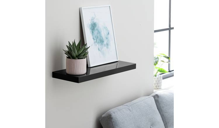 Argos Home Jak 60cm Floating Shelf - Black Gloss