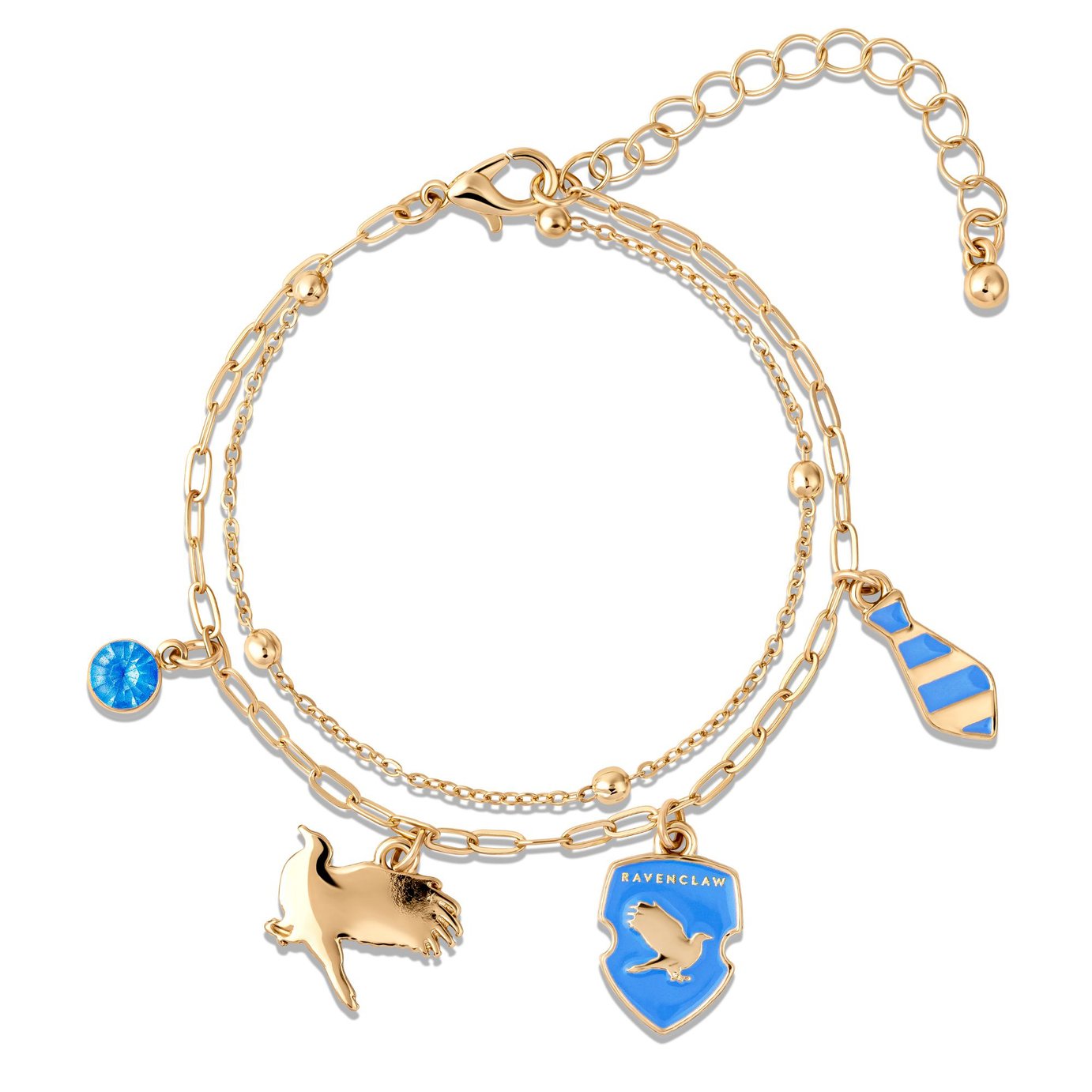 Harry Potter Gold Tone Ravenclaw Charms Layered Bracelet