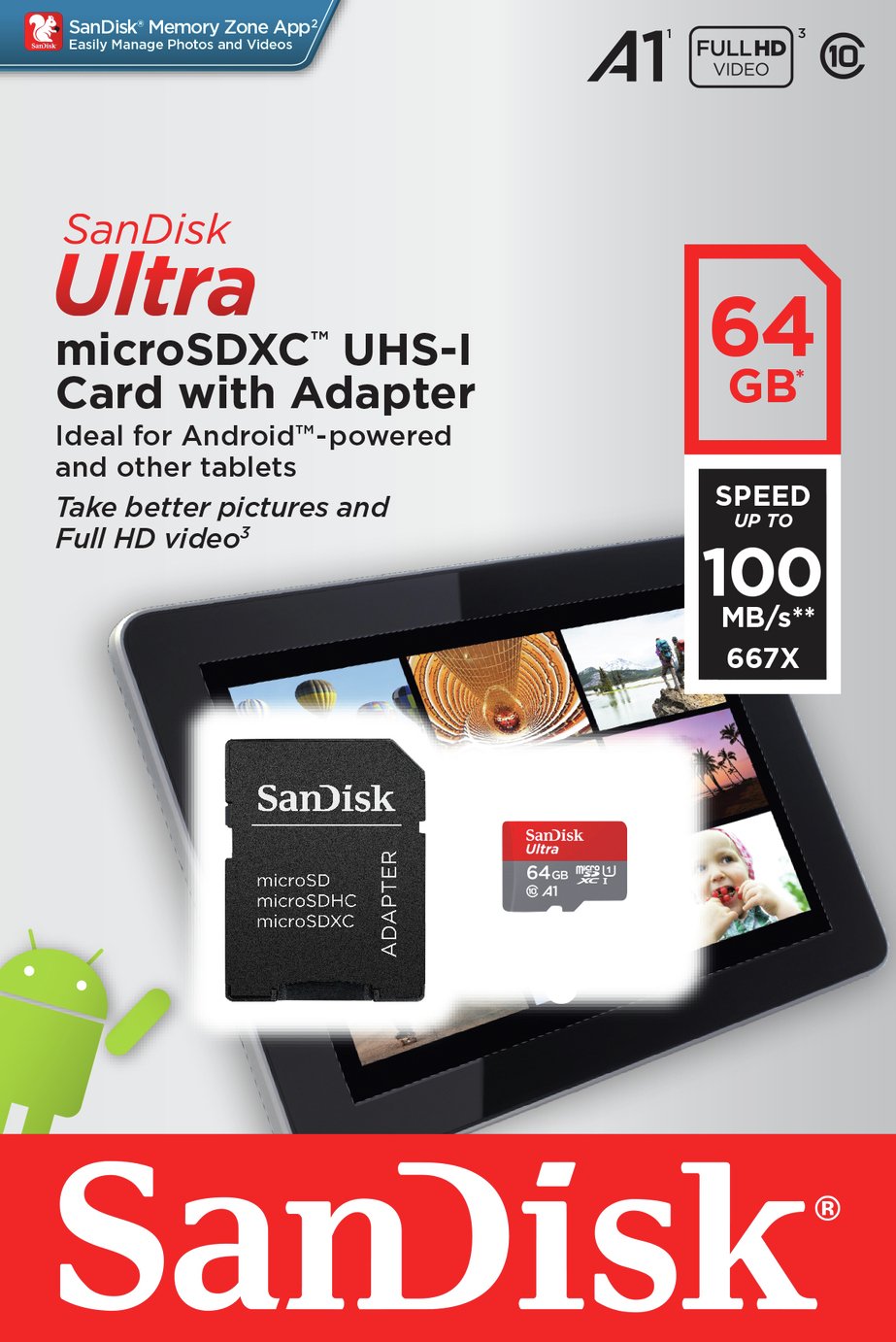 SanDisk Ultra 80MBs MicroSD Memory Card - 64GB