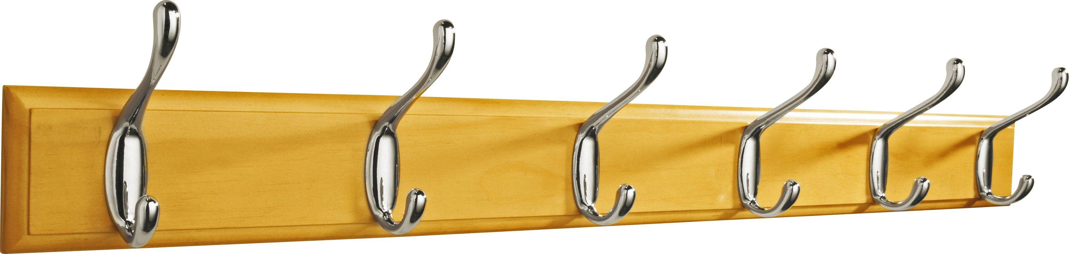 Argos Home 6 Double Chrome Coat Hooks - Pine