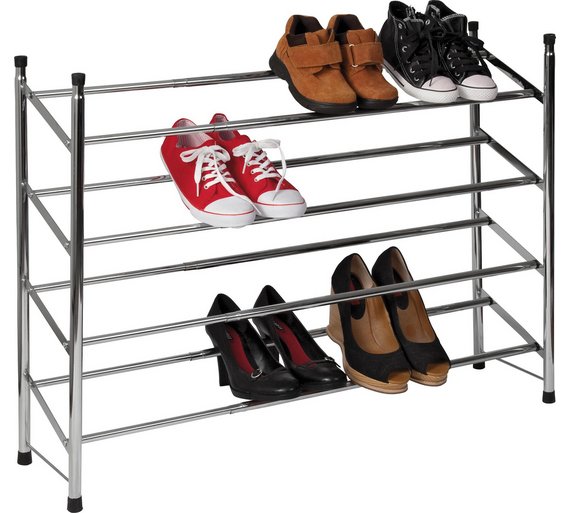 Buy HOME 4 Shelf Extendable Shoe Storage Rack - Chrome Plated at Argos ...