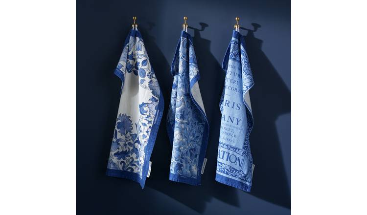 Habitat x Morris & Co. Inky Set of 3 Tea Towels - Blue