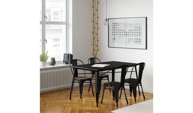 Dorel Fusion Real Wood Veneer 2 - 4 Seater Dining Table - Black & Brown