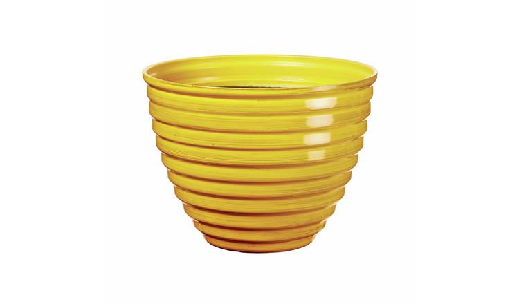 Premier Decorations 30cm Polypropylene Yellow Plant Pot