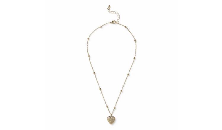 Flitzy Gold Tone Floral Heart Locket Pendant Necklace