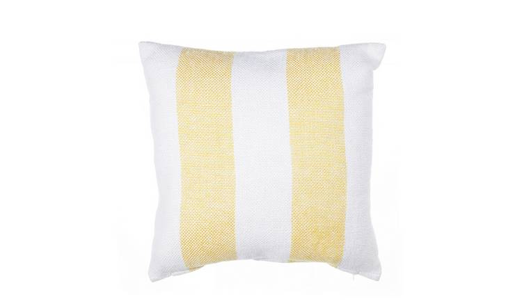Premier Decorations 45cm Yellow Broad Striped Outdoor Cushion