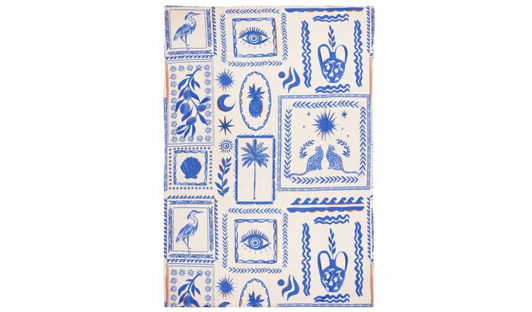 Furn Polyester Blue Rectangle Outdoor Rug
