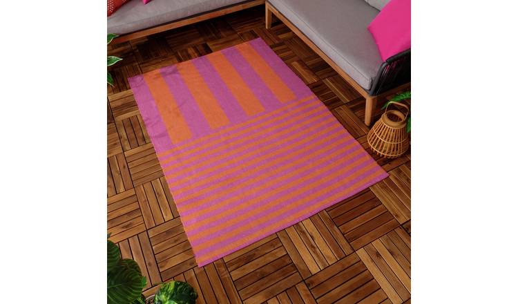 Furn Polyester Orange Rectangle Outdoor Rug