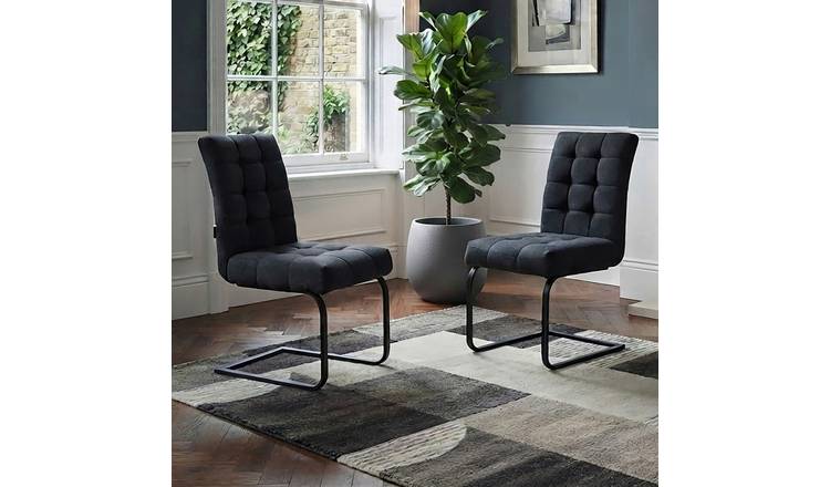 Dorel Terza Pair Of Fabric Dining Chairs - Black