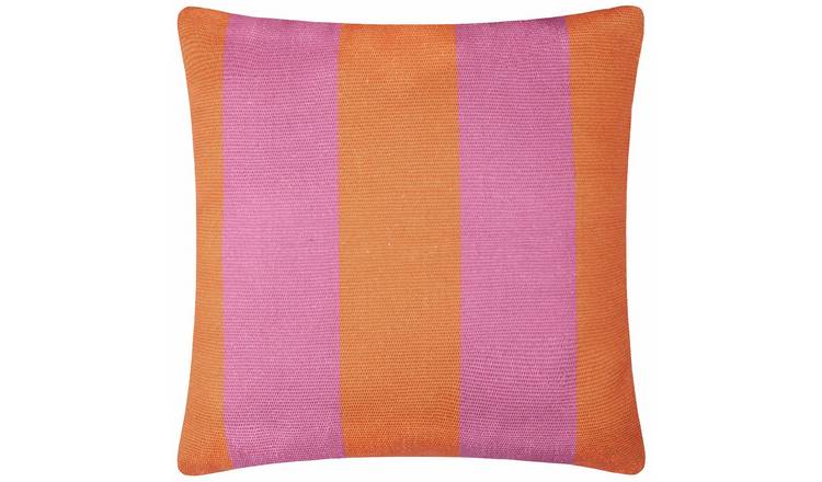 Furn Stripe Woven Orange Outdoor Cushion