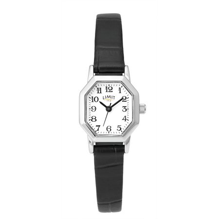 Limit Ladies Black Faux Leather Strap Watch