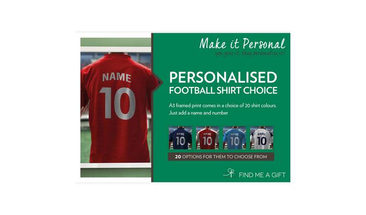 Personalised Football Shirt Poster Choice Gift Experience