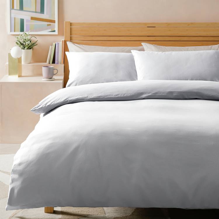 Habitat Stonewashed Cotton Plain White Bedding Set - Single 0