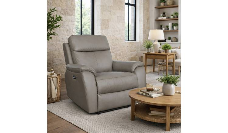 Aspire Kingsmere Leather Power Recliner Chair - Elephant