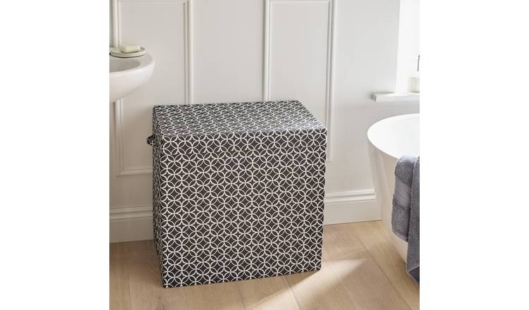 Argos Home 135L Mono Tile Print Laundry Hamper - Black & White