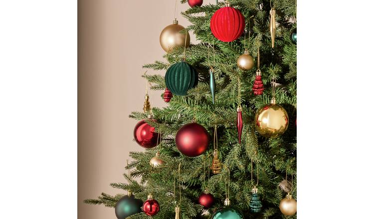 Argos Home Mixed Shapes and Size Multicolour Christmas Baubles - Pack of 49