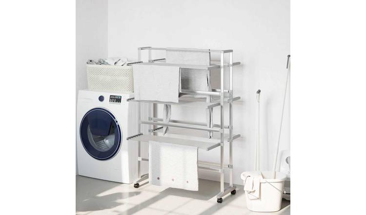 Walplus Laundry Drying Rack with Wheels - Silver - 89 x 64 x 129 cm