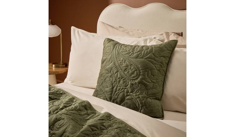 Habitat Paisley Stitch Cushion Green - 50x50cm