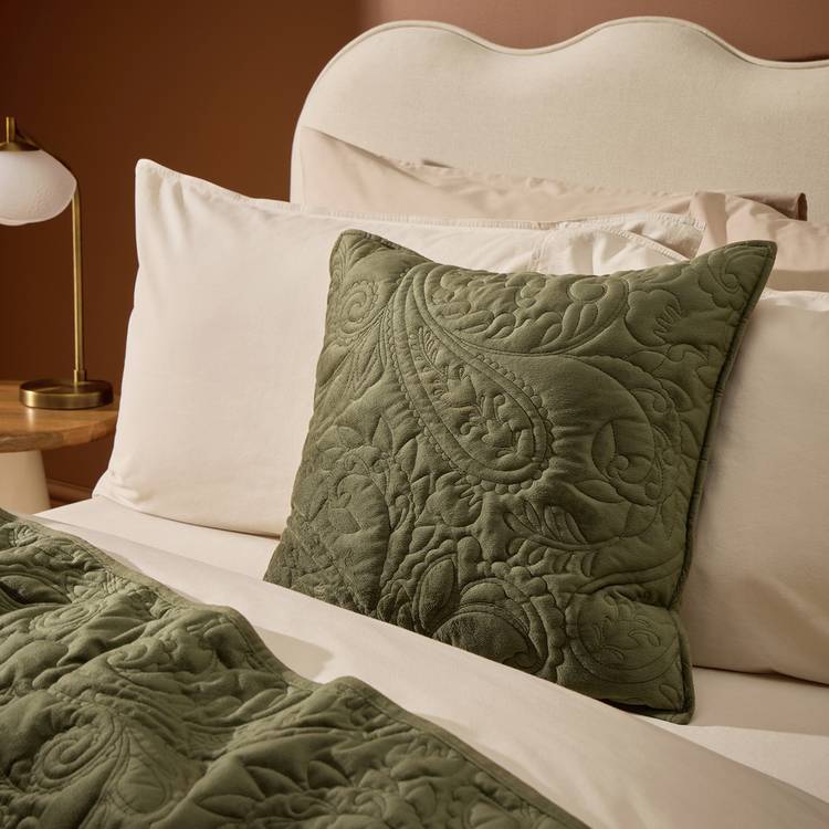 Habitat Paisley Stitch Cushion Green - 50x50cm 0