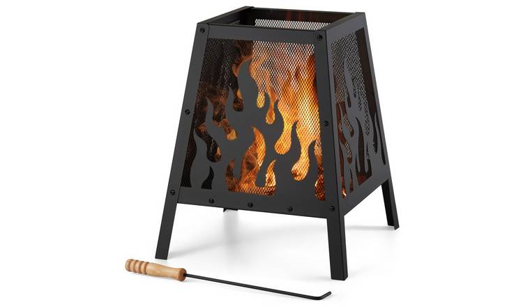 VonHaus 45 x45cm Steel Flame Design Square Fire Pit