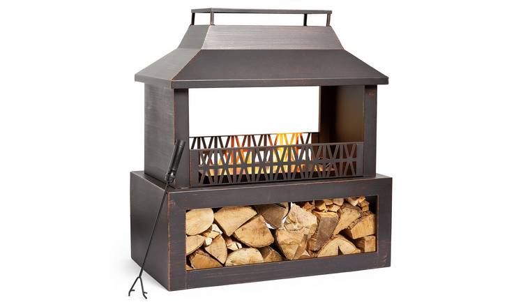 VonHaus 64 x134cm Steel Outdoor Fireplace