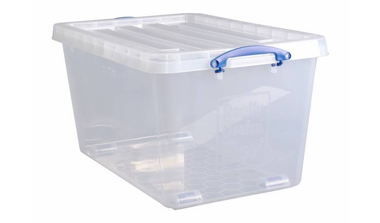 Really Useful Plastic Set of 2 Wheeled Storage Boxes - Clear