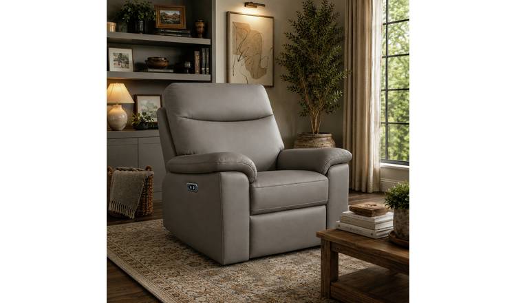 Aspire Toronto Leather Rise and Recline Chair - Elephant