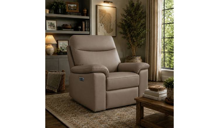 Aspire Toronto Leather Rise and Recline Chair - Mushroom