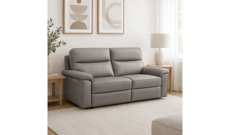 Aspire Toronto Leather 2 Seater Power Recliner Sofa - Elephant