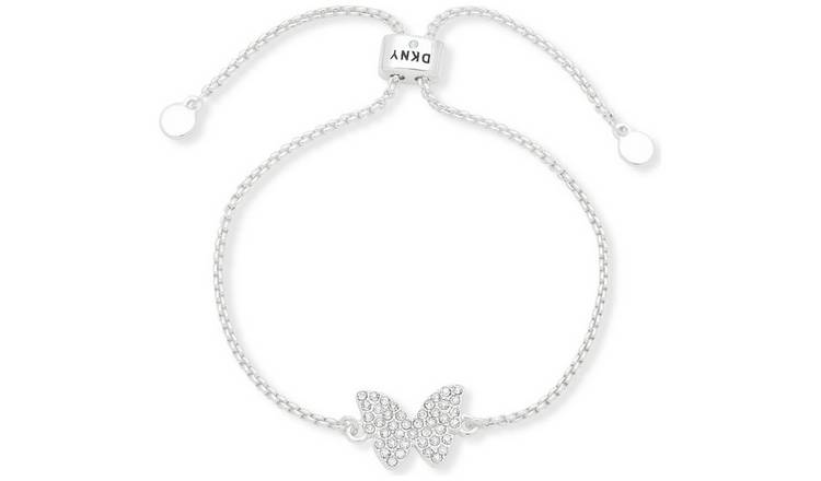 DKNY Silver Tone Crystal Pavé Butterfly Bracelet 