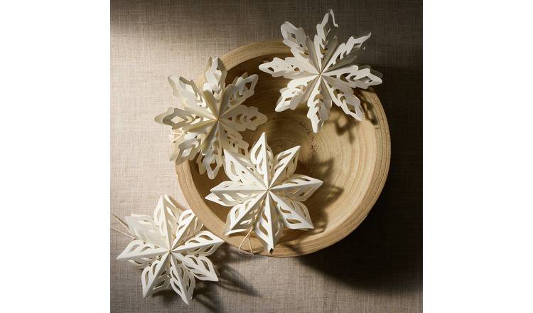 Habitat Handmade Paper Snowflake Tree Decoration - Pack of 4
