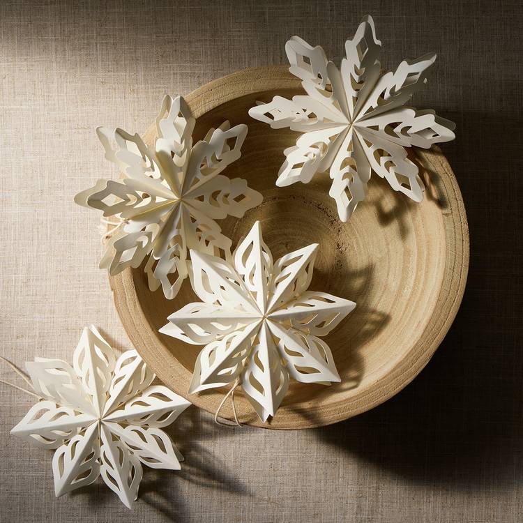 Habitat Handmade Paper Snowflake Tree Decoration - Pack of 4 0