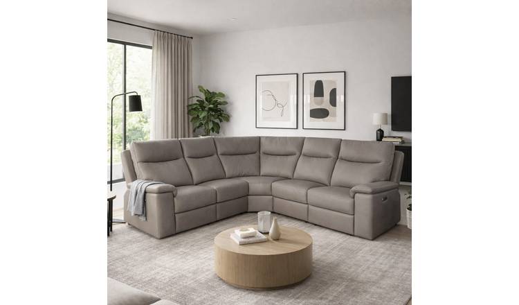 Aspire Toronto Leather Power Recliner Corner Sofa - Elephant