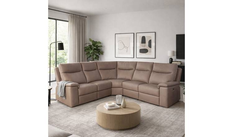 Aspire Toronto Leather Power Recliner Corner Sofa - Mushroom