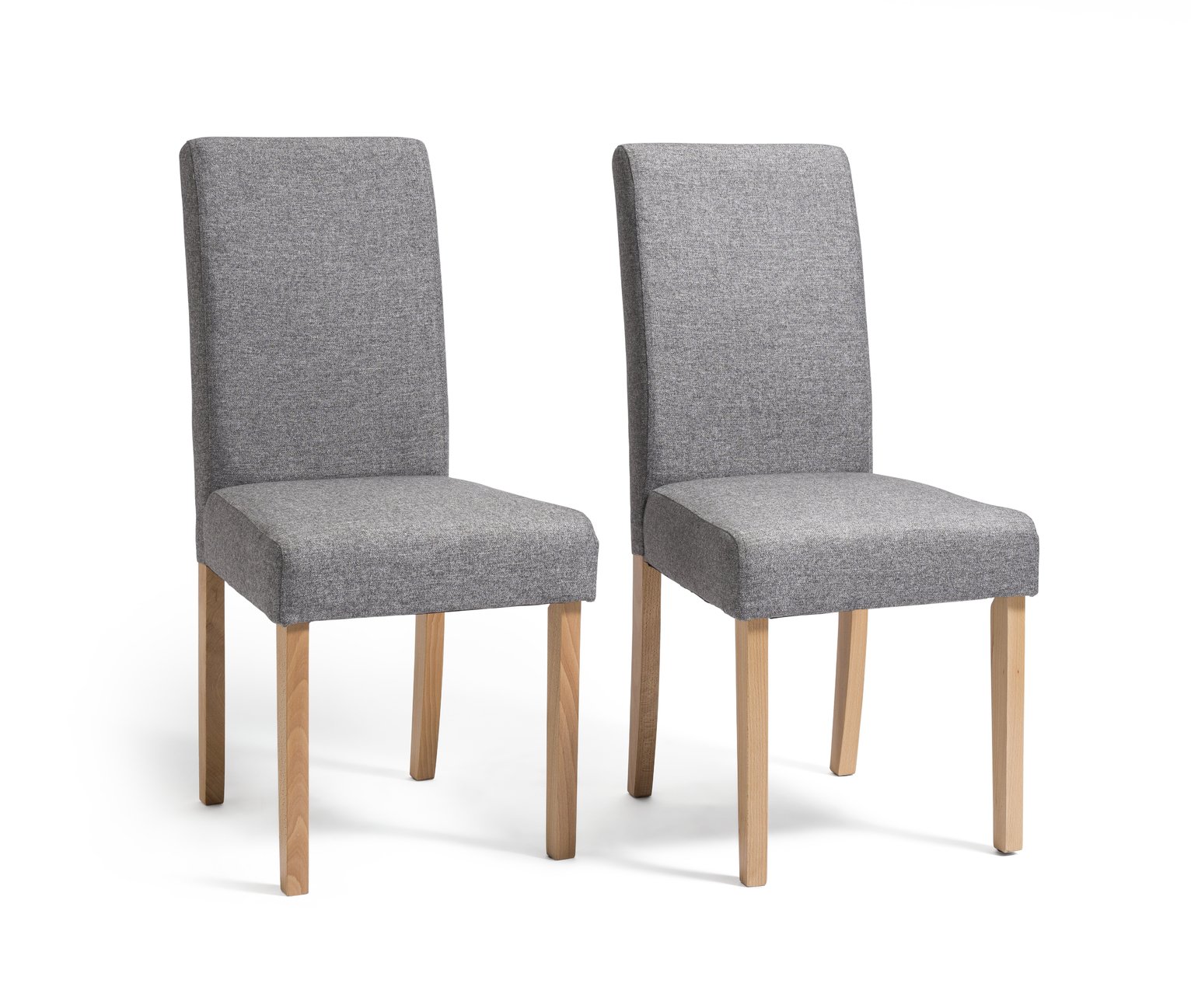 Argos Home Pair of Tweed Mid Back Dining Chairs - Grey