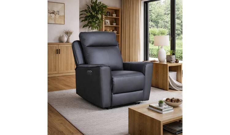 Aspire Elmhurst Leather Recliner Armchair - Charcoal