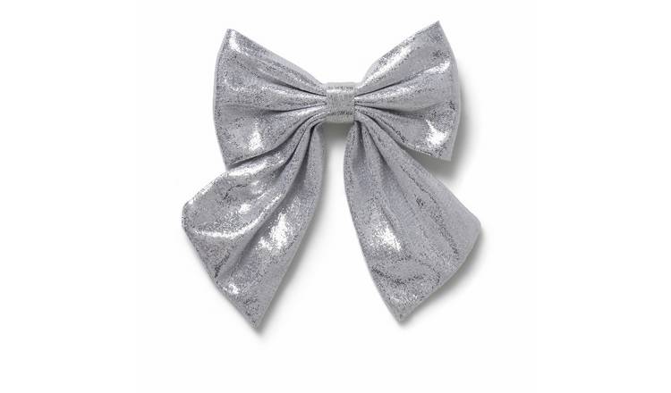 Flitzy Metallic Silver Statement Bow Hair Clip
