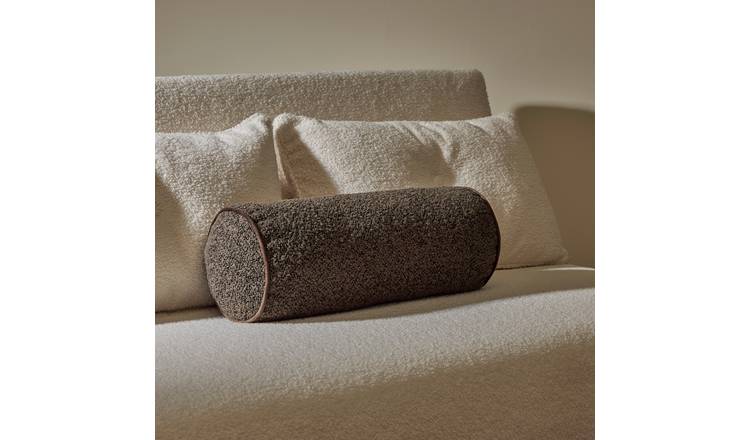 Habitat Boucle Bolster Cushion Brown - 50x20cm