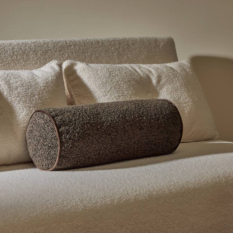 Habitat Boucle Bolster Cushion Brown - 50x20cm 0