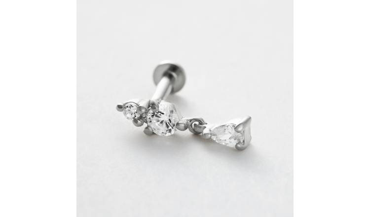 Revere Sterling Silver Single Flatback Drop Stud Earring