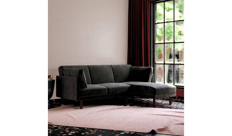 Dorel Clair Velvet Futon Sofa Bed - Black