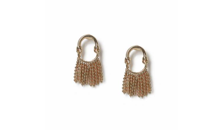 Freedom Gold Tone Tassel Mini Drop Earrings