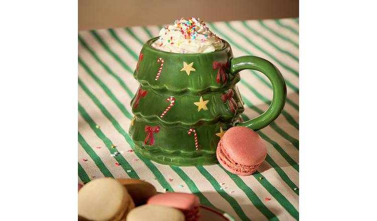 Argos Home Christmas Tree Stoneware Mug - Green