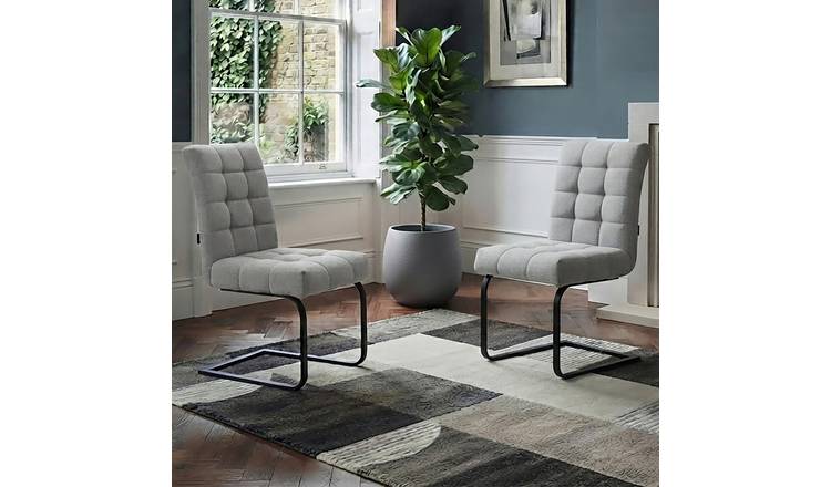 Dorel Terza Pair Of Metal Dining Chairs - Grey