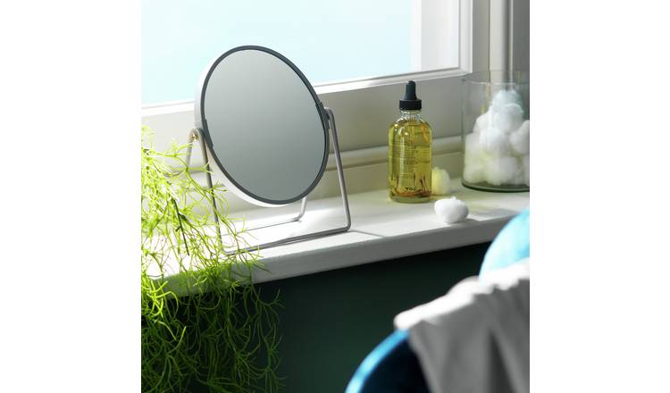 Argos Home Matt Grey Metal Round Swivel Mirror - 21x19cm