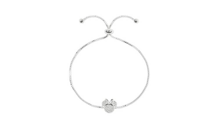 Disney Silver Plated Crystal Minnie Mouse Lariat Bracelet