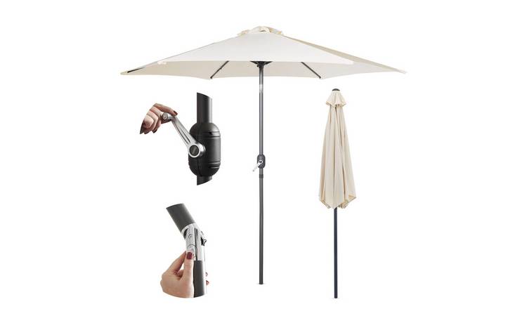 VonHaus 2.7m Tilting Water-Repellent Garden Parasol - Cream
