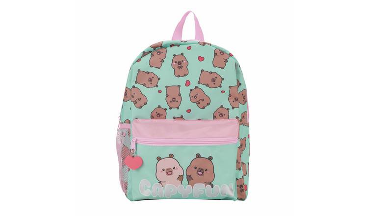 Capyfun Character Print 12L Backpack - Pink & Green