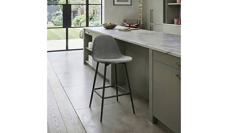 Dorel Calvin Velvet Bar Stool - Grey