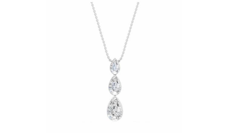 Pure Brilliance 9ct White Gold 1.35ct Diamond Pear Drop Pendant Necklace